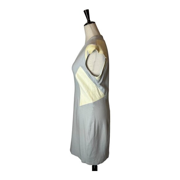 Helmut‎ Lang Dress Women 10 Gray Cream Blistered Leather Panel Sheath Mini - Picture 7 of 13